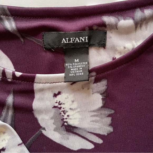 Alfani Purple Floral Faux Wrap Blouse Sz M - Picture 6 of 6